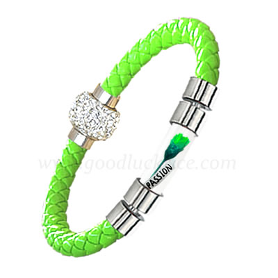 BRM-1NEONGREEN (Neon Green Leather Rice Bracelet) - Click Image to Close