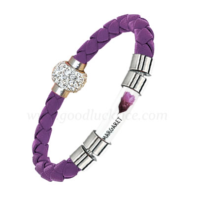 BRM-3PURPLE (Purple Leather Rice Bracelet) - Click Image to Close
