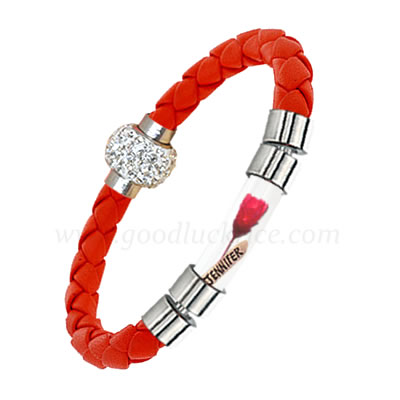 BRM-15RED (Red Leather Rice Bracelet) - Click Image to Close