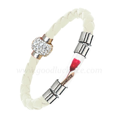 BRM-14WHITE (White Leather Rice Bracelet)
