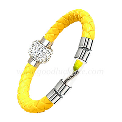 BRM-4YELLOW (Yellow Leather Rice Bracelet) - Click Image to Close
